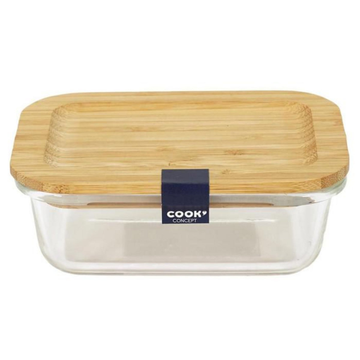 Paris Prix Lunch Box Verre & Bambou  Repas  32cl Transparent