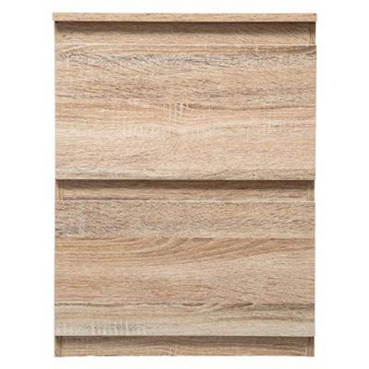  Table de Chevet 2 Tiroirs Design  Pluz  50cm Naturel