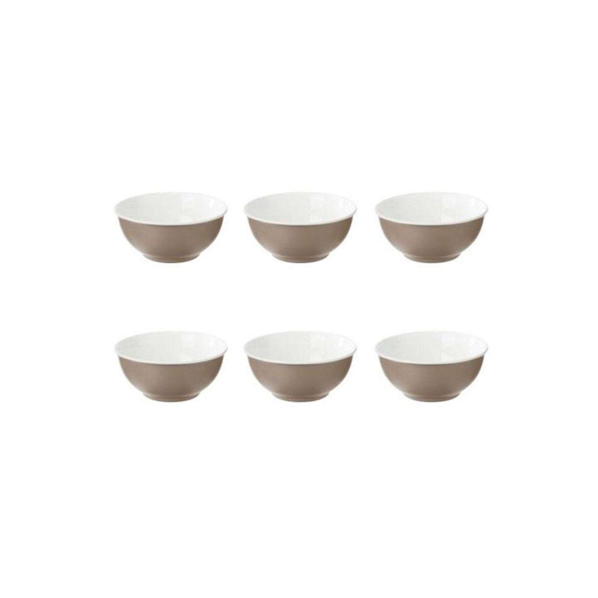 Voir la diapositive 1 : SECRET DE GOURMET Lot de 6 bols en porcelaine  nature  52cl taupe