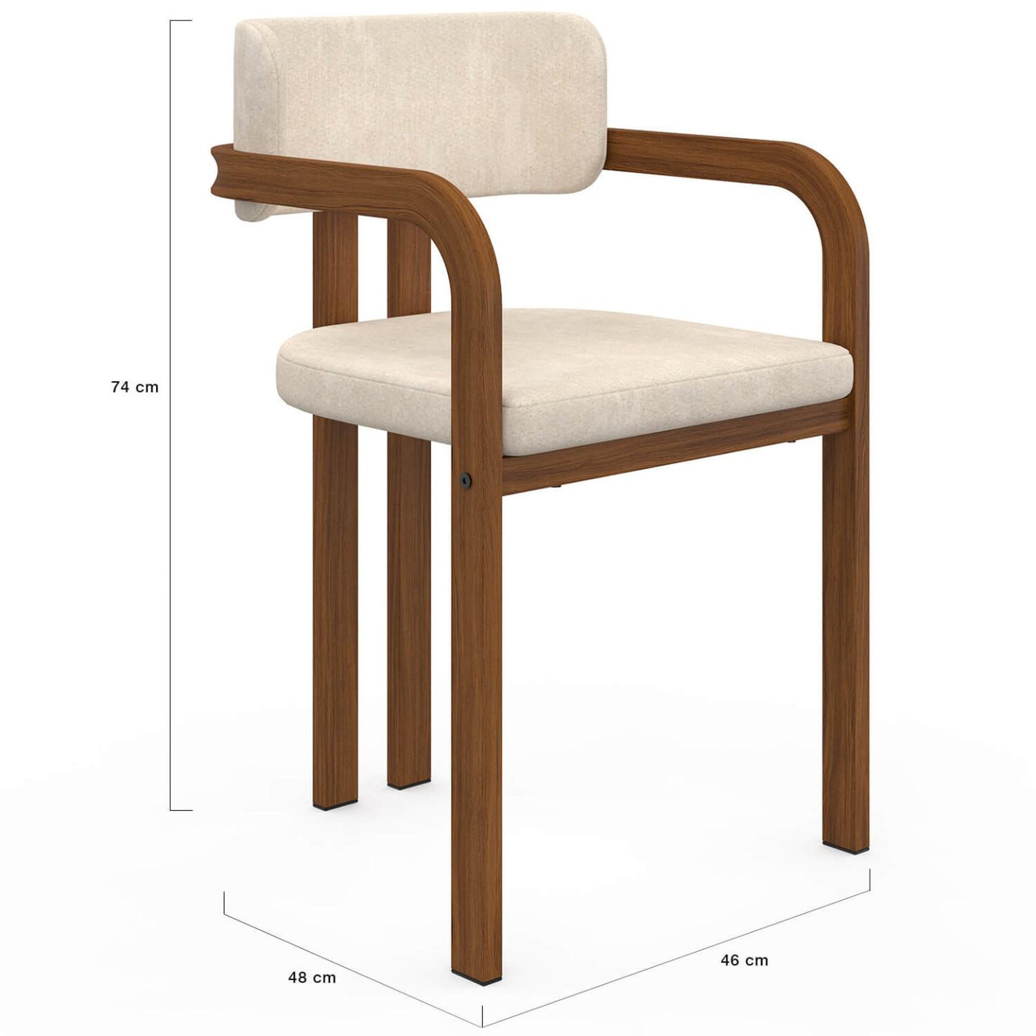 Voir la diapositive 5 : ID MARKET Lot de 4 chaises de salle à manger, fauteuils de table esma en métal effet noyer et tissu chenille beige avec accoudoirs