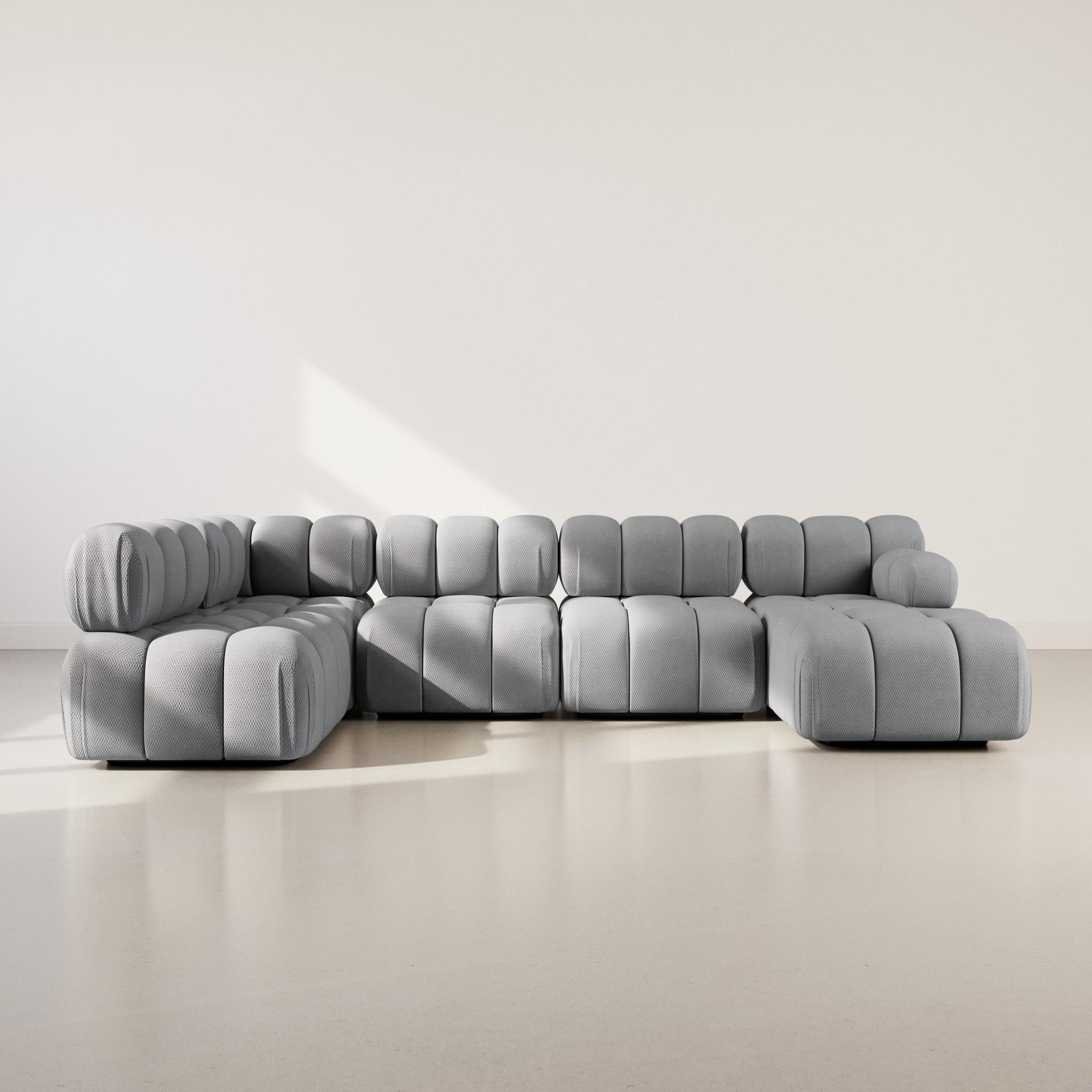 Voir la diapositive 2 : LISA DESIGN Ruby - canapé panoramique modulable d'angle gauche 7 places en velours texturé