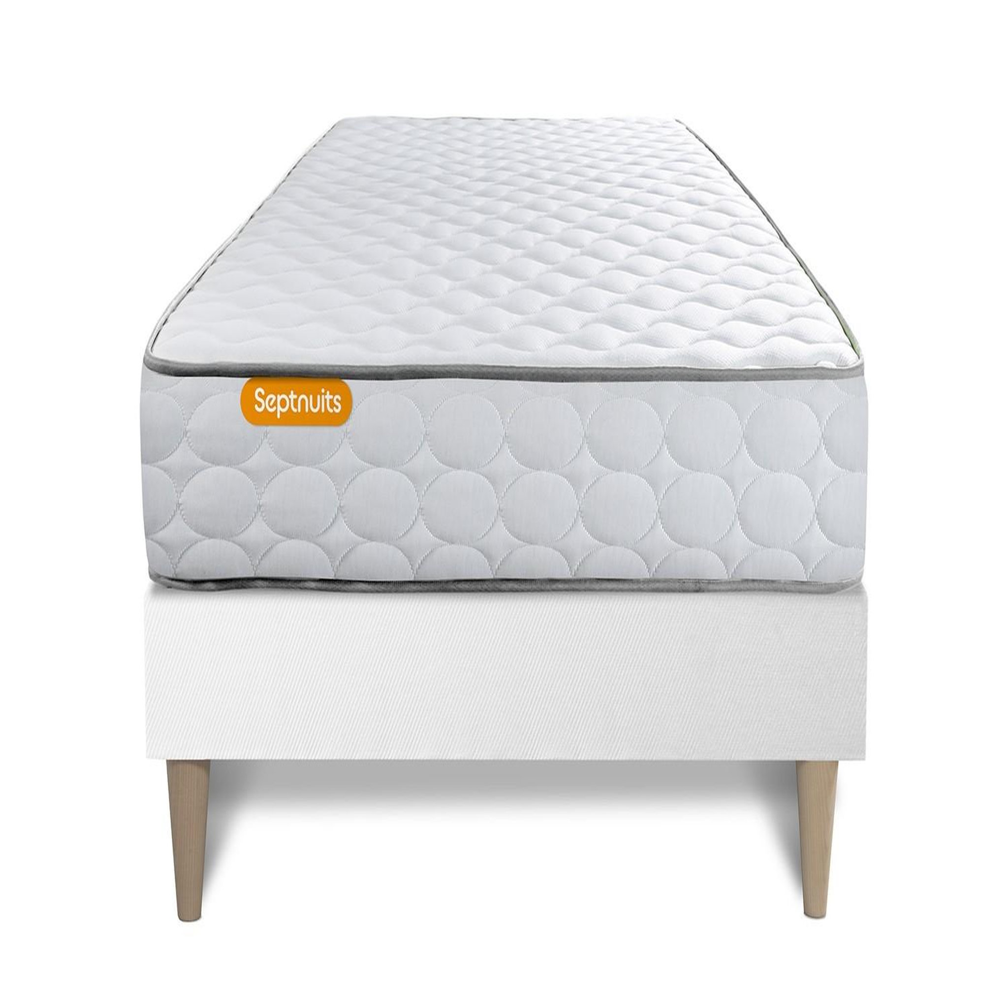 SEPTNUITS Matelas Mémoire de forme + sommier kit blanc Memo. Coloris disponibles : Blanc