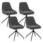 ID MARKET Lot de 4 chaises pivotantes THALYA en velours gris foncé avec accoudoirs