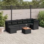 VIDAXL Salon de jardin 8 pcs avec coussins noir resine tressee
