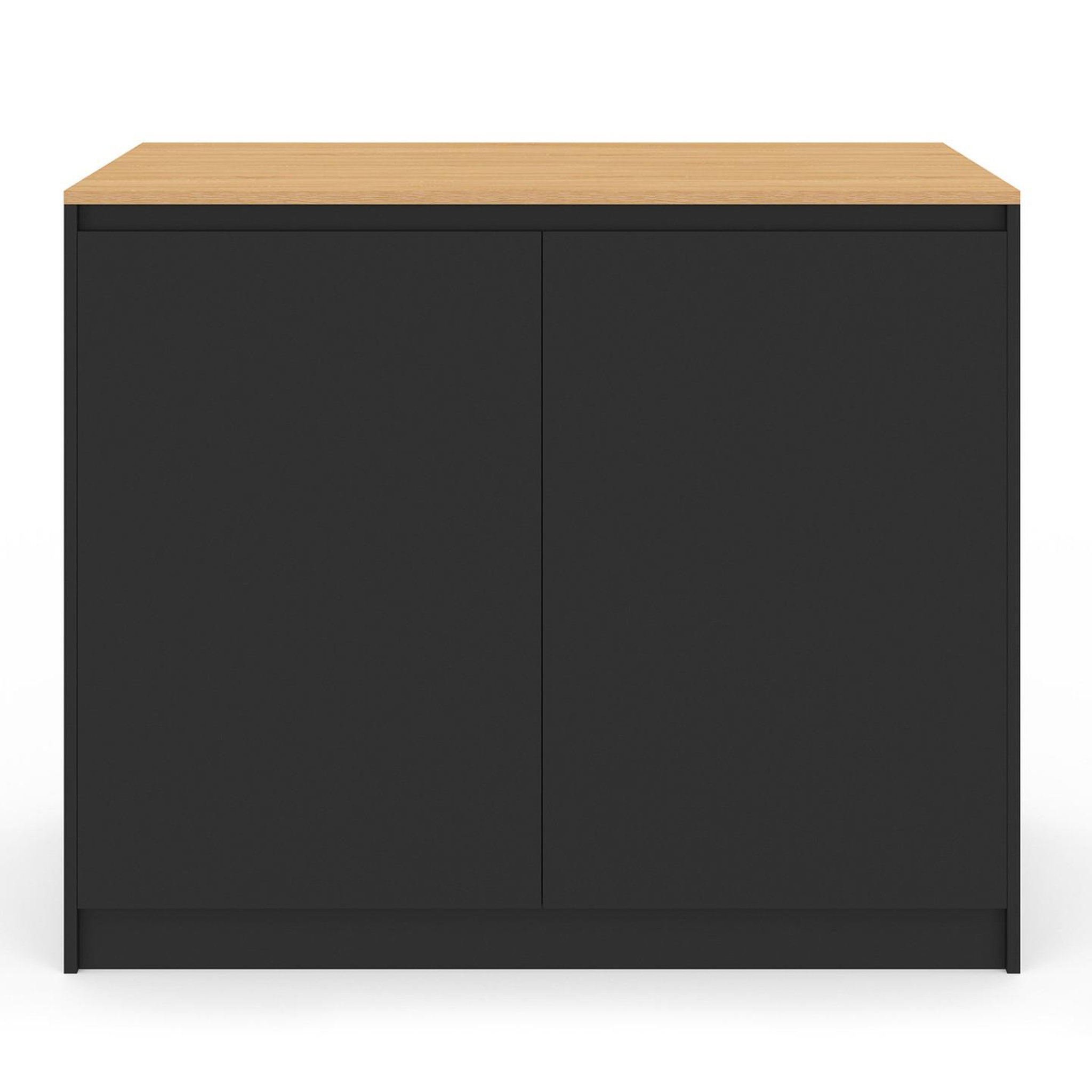 Voir la diapositive 3 : ID MARKET Ilot central cesar 110 cm avec tablette relevable rectangulaire bois noir et façon hêtre