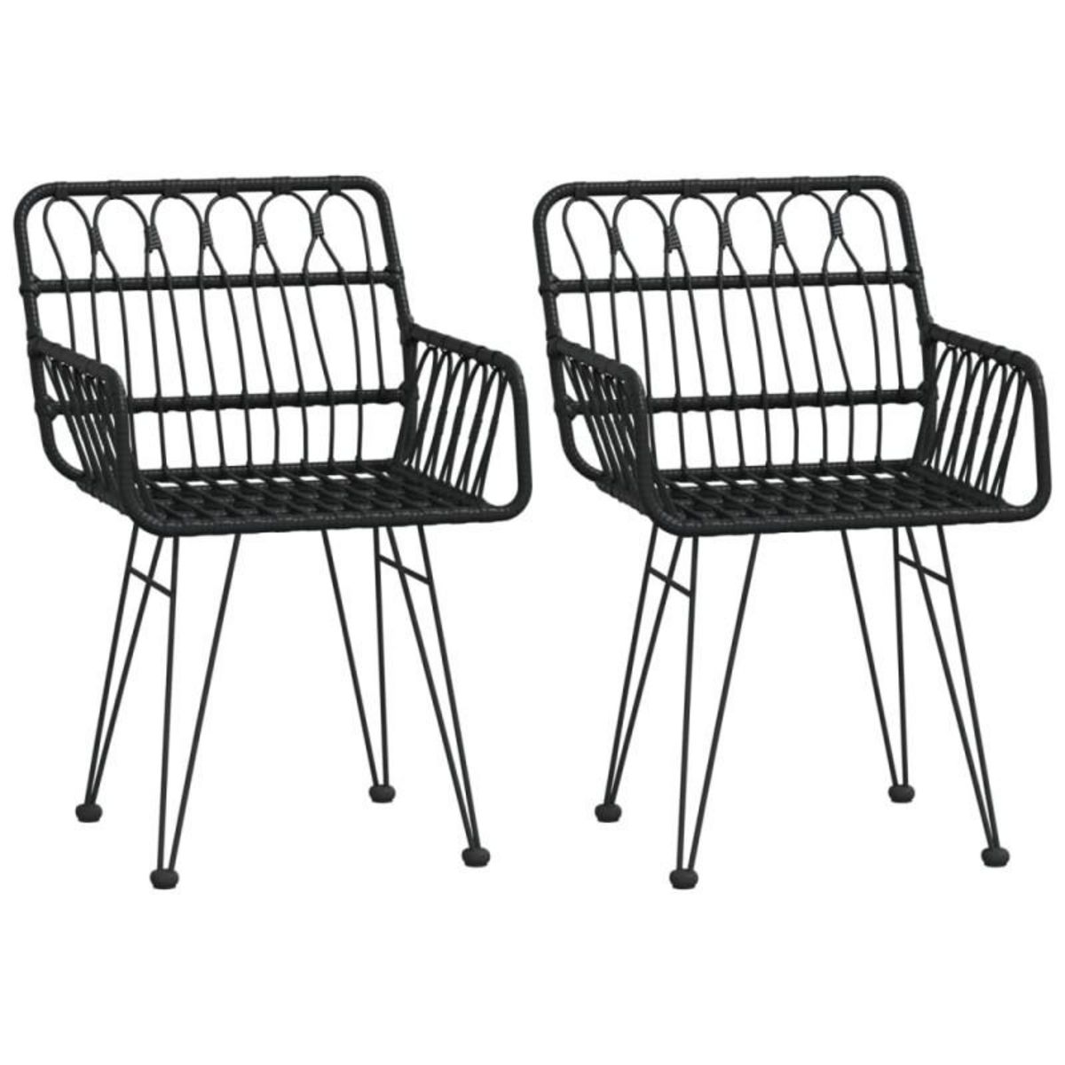 VIDAXL Chaises de jardin lot de 2 avec accoudoir Noir 56x64x80 cm