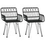 Voir la diapositive 2 : VIDAXL Chaises de jardin lot de 2 avec accoudoir Noir 56x64x80 cm