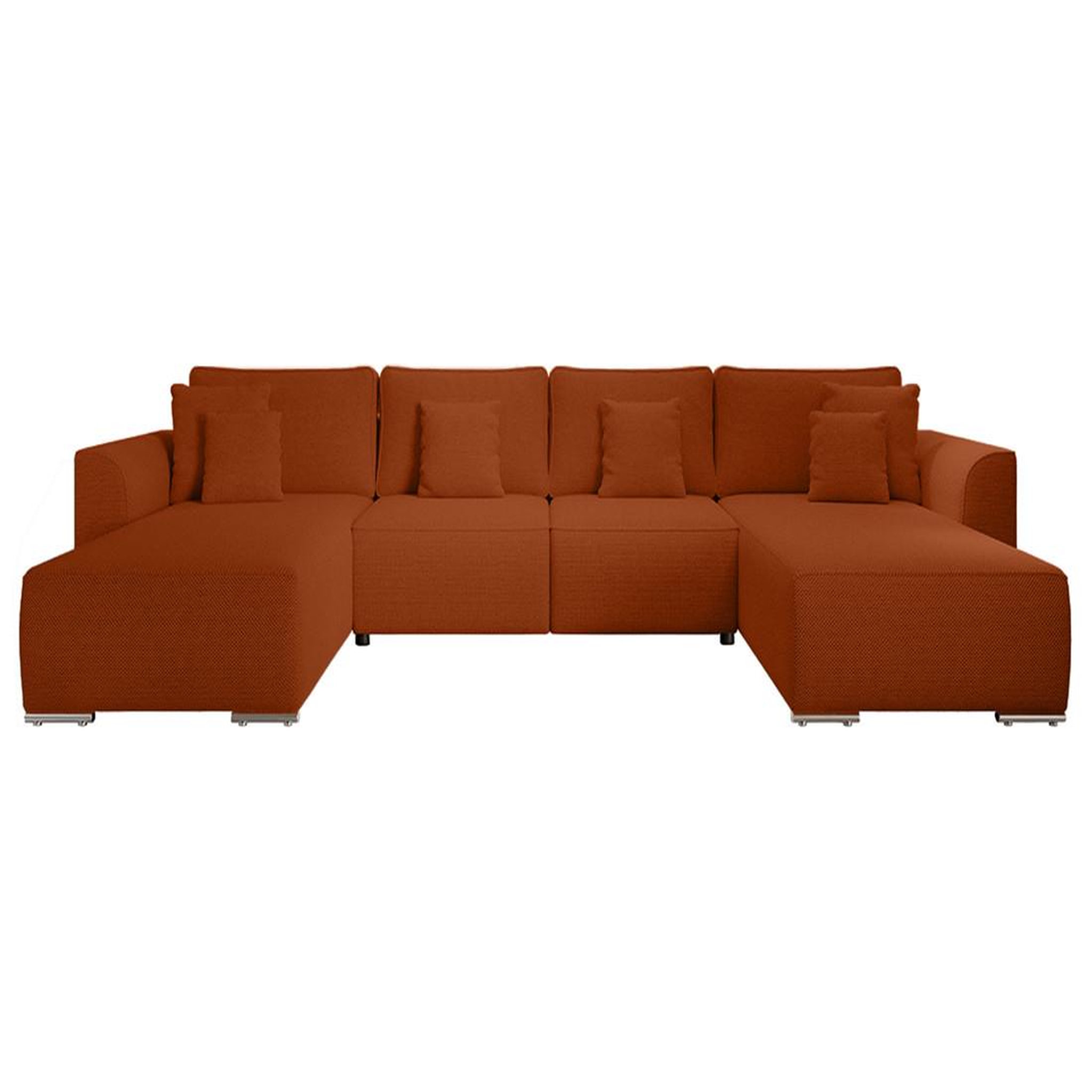 Voir la diapositive 1 : BEST MOBILIER Gabriel - canapé panoramique en u 7 places convertible avec coffre en tissu texturé