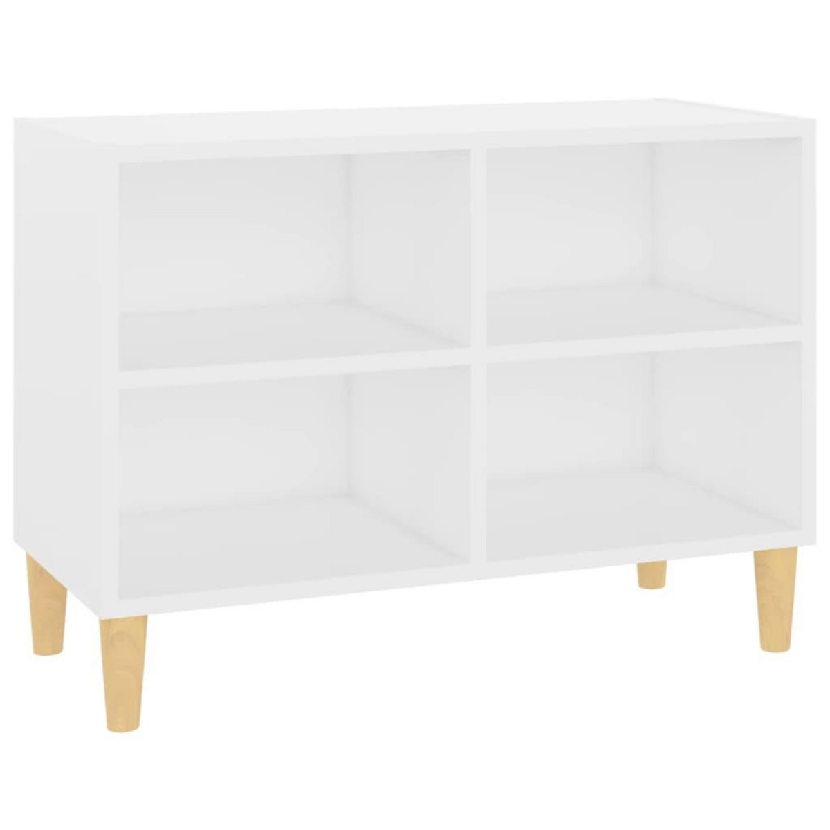 VIDAXL Meuble TV avec pieds en bois massif Blanc 69,5x30x50 cm