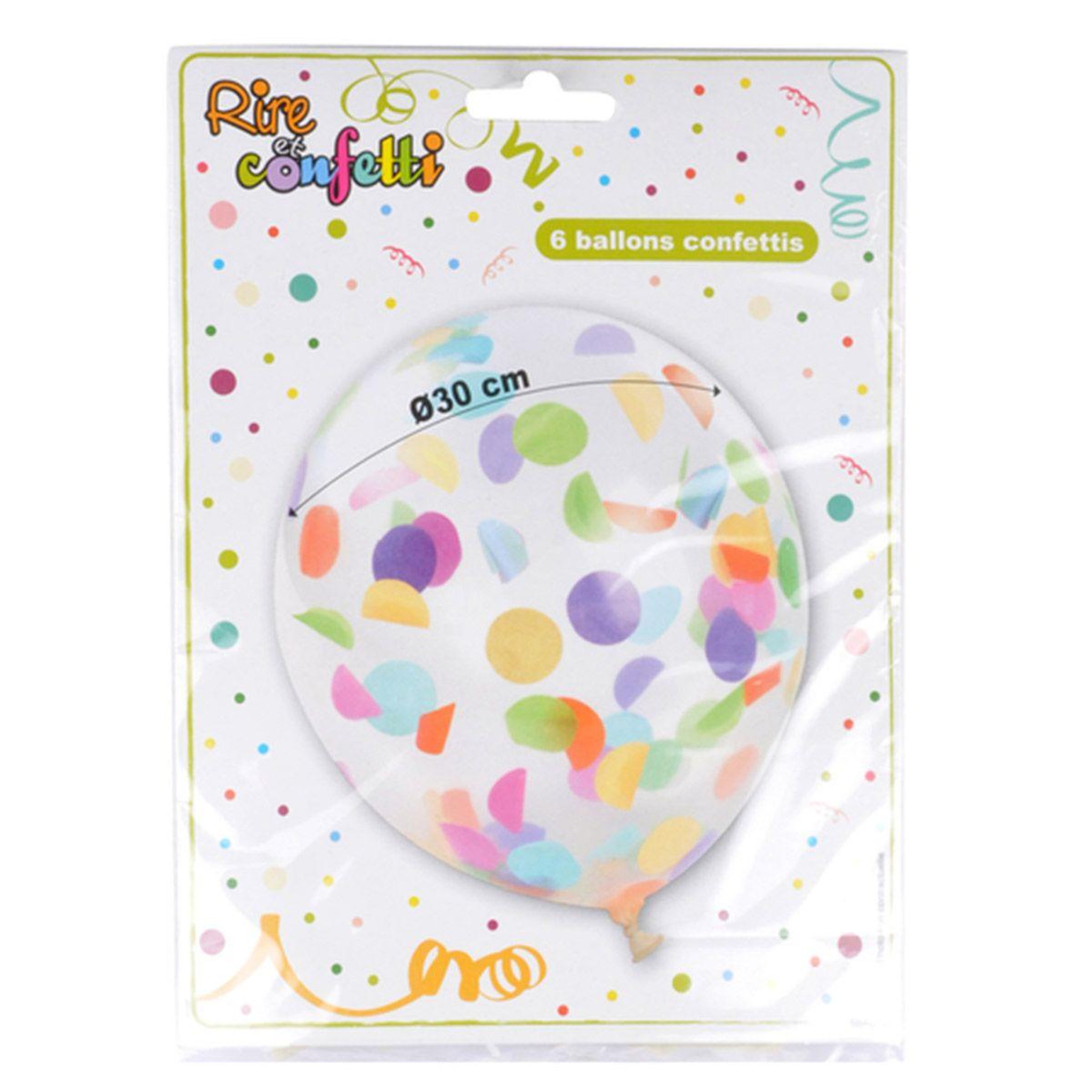 Voir la diapositive 2 : HOMEA Lot de 6 ballons gonflables  confettis  30cm multicolore