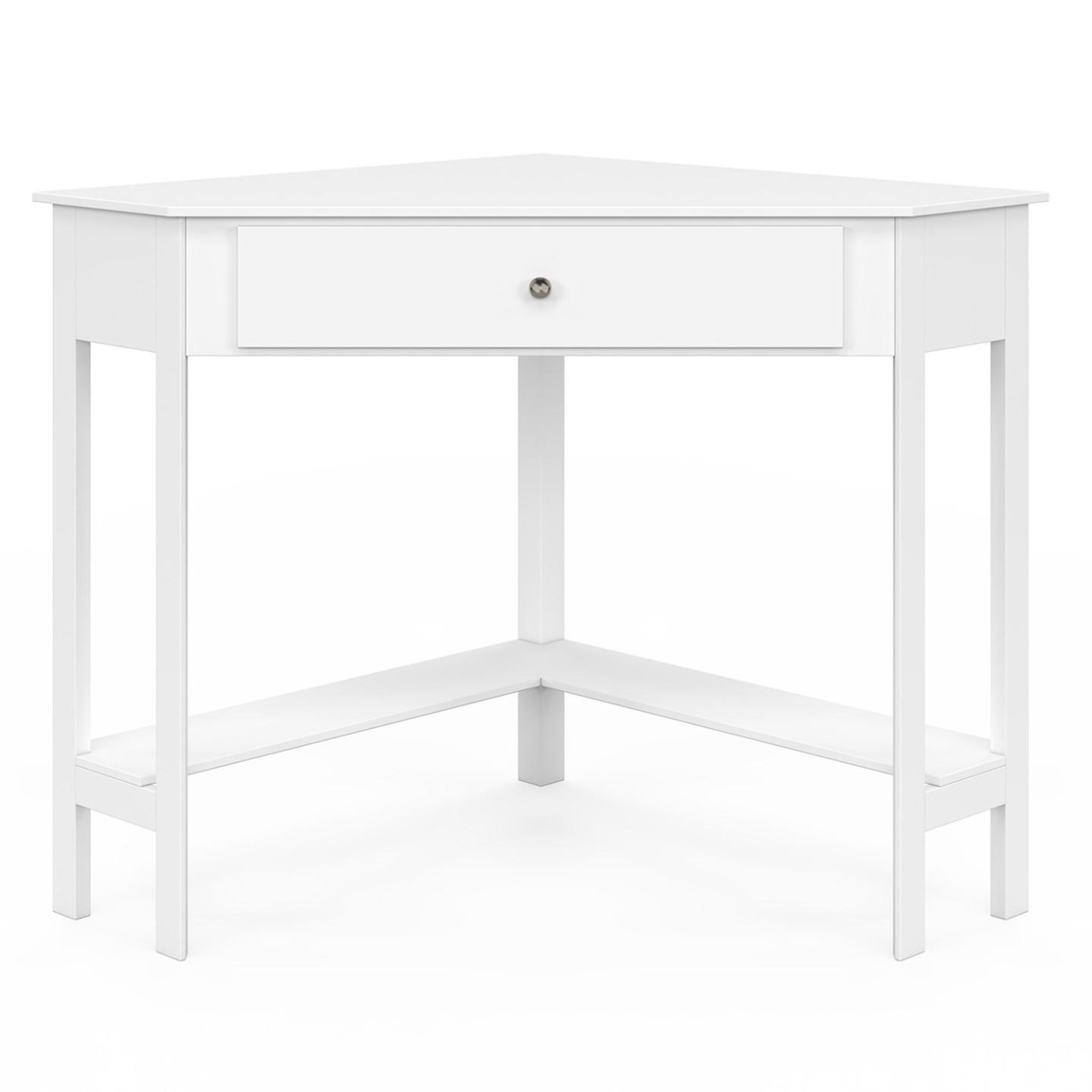 Voir la diapositive 3 : ID MARKET Bureau d'angle remi blanc gain de place bureau informatique avec rangements et 1 tiroir