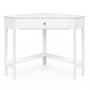 Voir la diapositive 3 : ID MARKET Bureau d'angle REMI blanc gain de place bureau informatique avec rangements et 1 tiroir