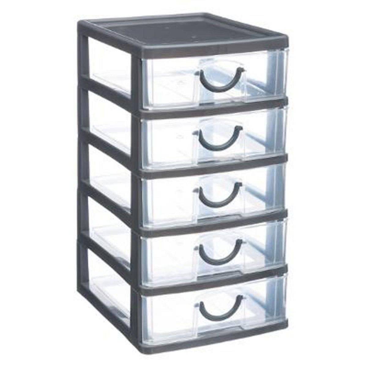  Module de Rangement 5 Tiroirs 26cm Gris
