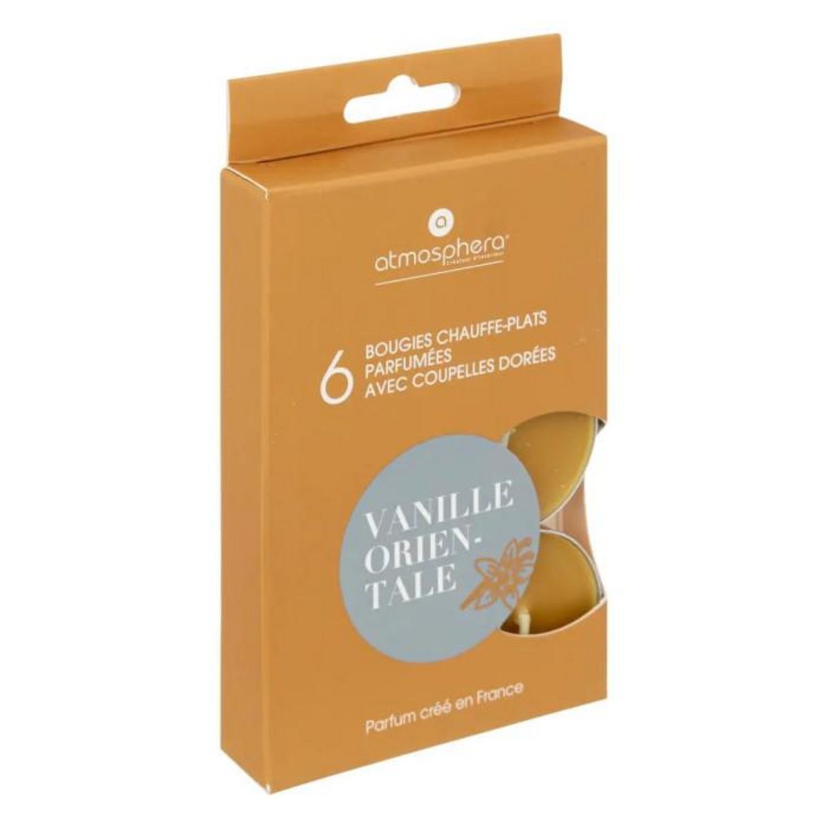 ATMOSPHERA Lot de 6 Bougies Chauffe-Plat Parfumées  Izor  3,7cm Vanille