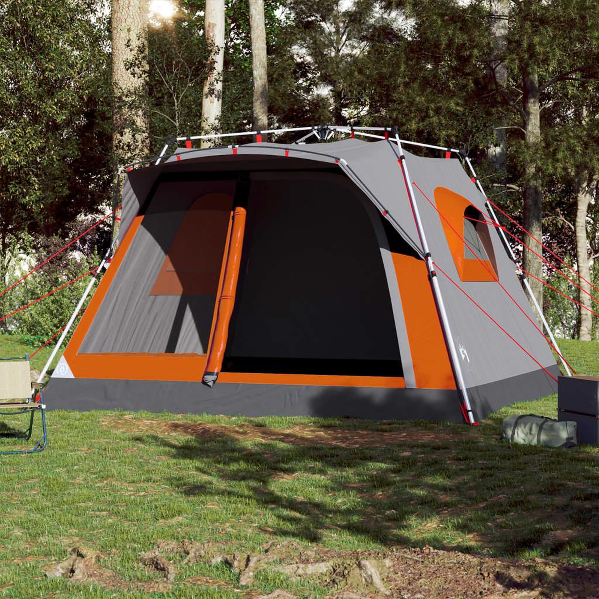 Voir la diapositive 3 : VIDAXL Tente familiale cabine 7personnes gris orange degagement rapide