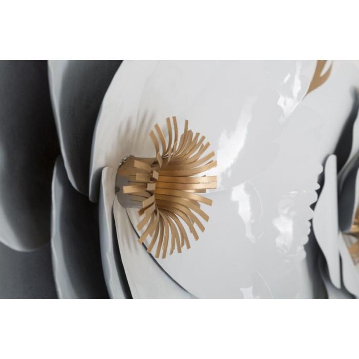 Paris Prix Décoration Murale en Métal  Foral  158cm Blanc & Or