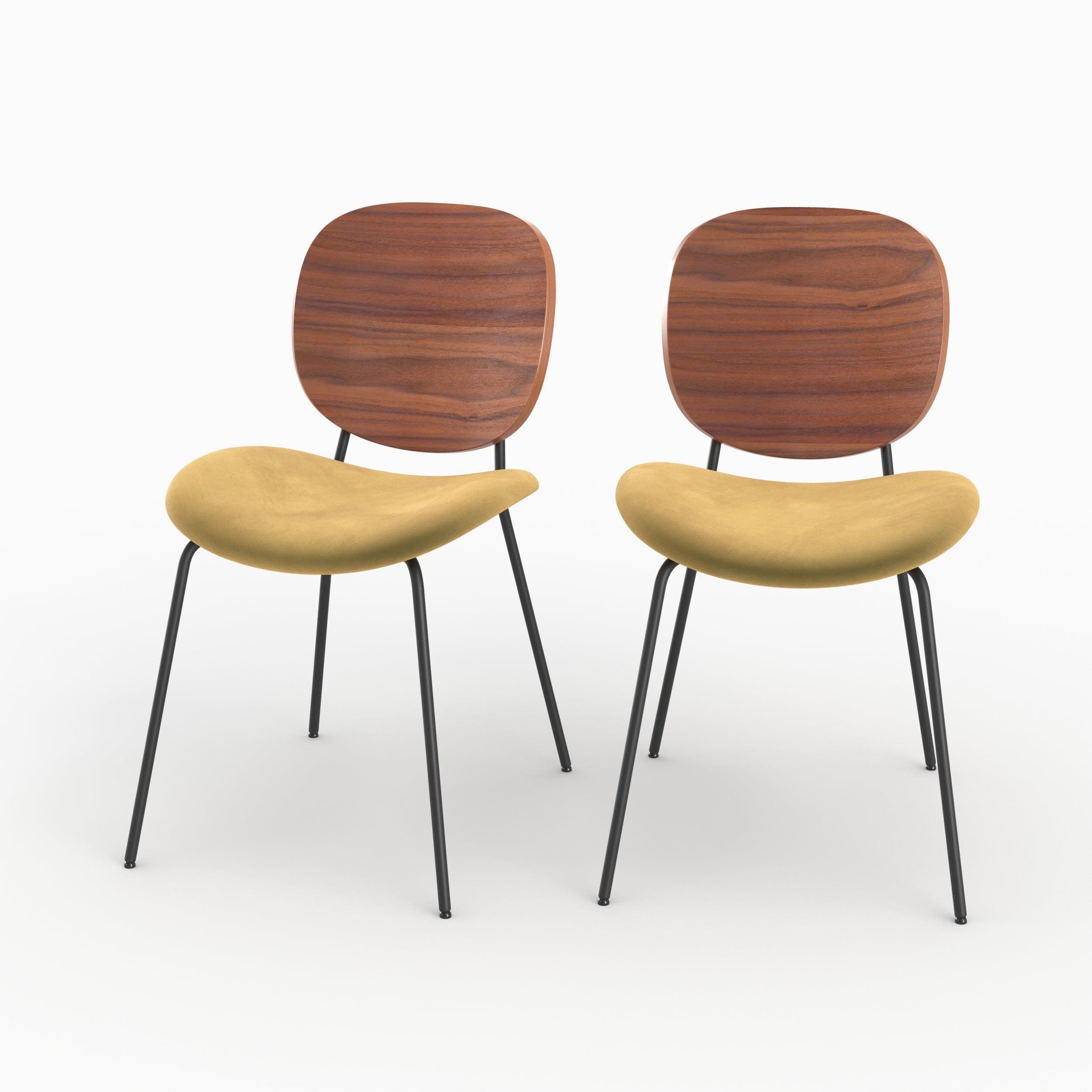 MAISON PAVANE Lot de 2 chaises en velours jaune moutarde-simone