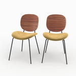 MAISON PAVANE Lot de 2 chaises en velours jaune moutarde-Simone