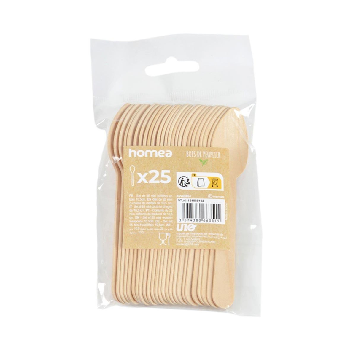 Paris Prix Lot de 25 Mini Cuillères Réutilisables  Verrine  10cm Naturel