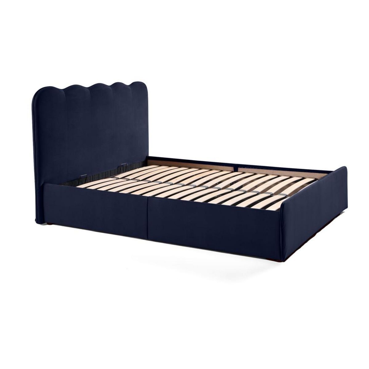 BEST MOBILIER Kahlo - lit coffre - 160x200 - en velours - sommier inclus