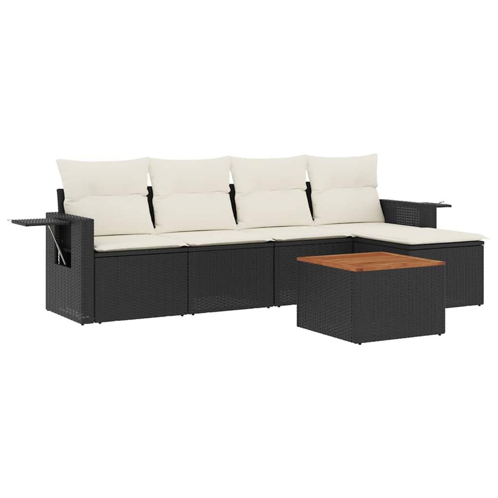 Voir la diapositive 2 : VIDAXL Salon de jardin 6 pcs avec coussins noir resine tressee