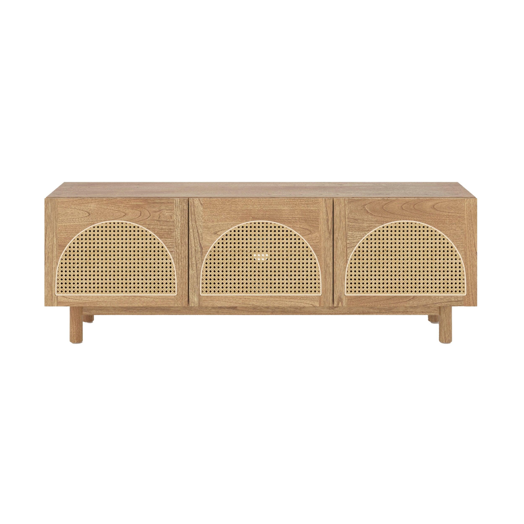 MAISON PAVANE Meuble tv en bois massif de mindi et rotin 160 cm-delya