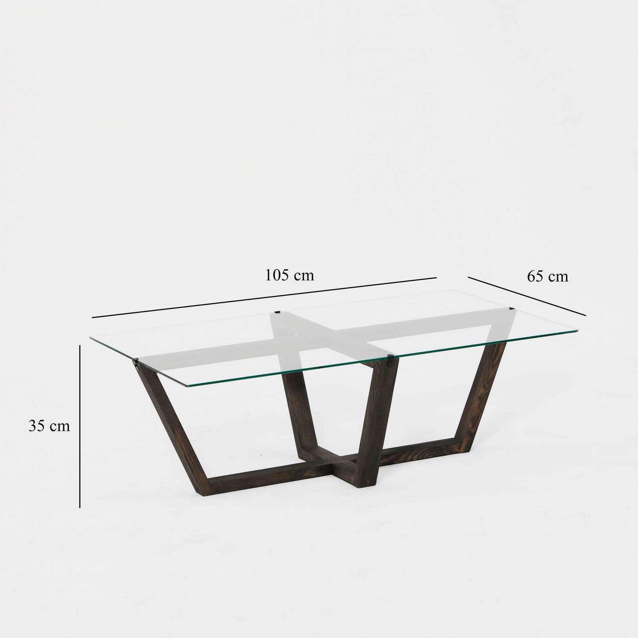 Voir la diapositive 3 : TOILINUX Table basse onyxale en verre et bois massif - transparent et gris foncé