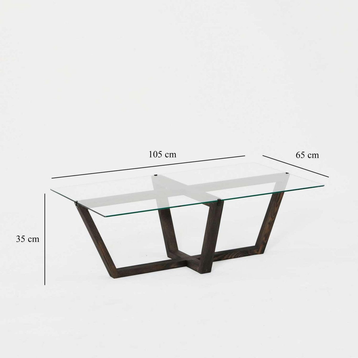 TOILINUX Table basse Onyxale en verre et bois massif - Transparent et gris foncé