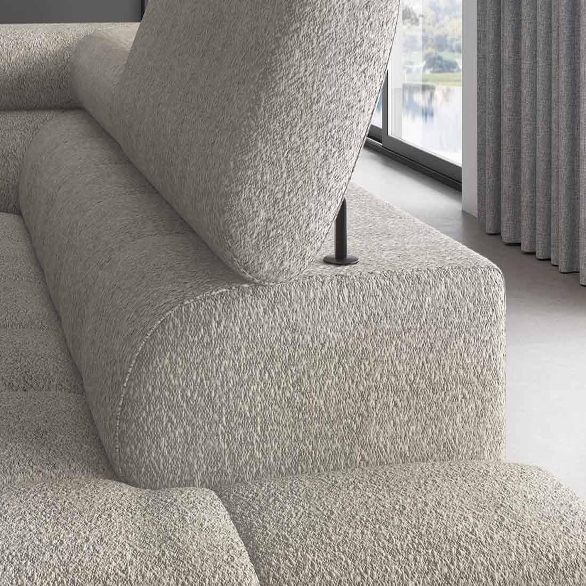 Voir la diapositive 4 : BEST MOBILIER Elisa - canapé d'angle droit 5 places convertible avec coffre et têtières réglables en tissu bouclette