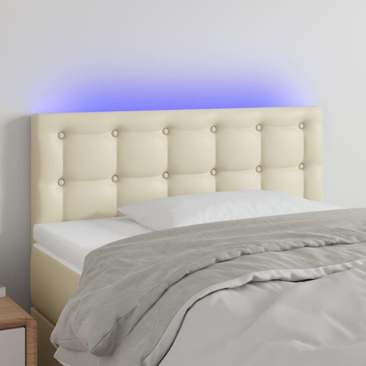 VIDAXL Tete de lit a LED Creme 100x5x78/88 cm Similicuir