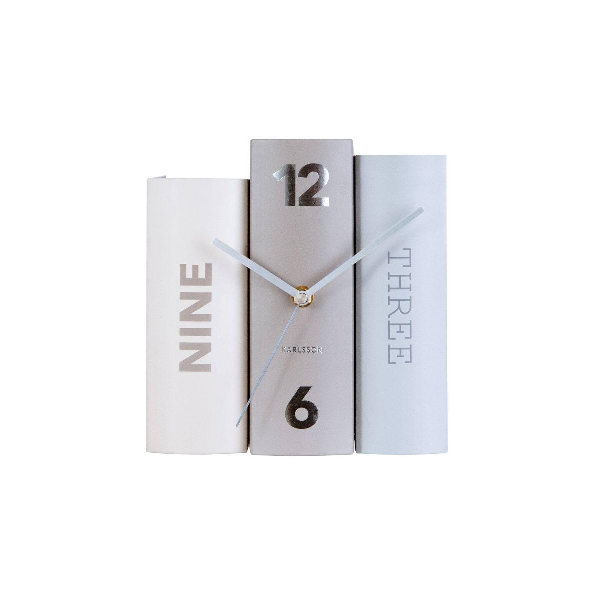 Karlsson Horloge à poser trompe-l'œil book. Coloris disponibles : Vert, Noir
