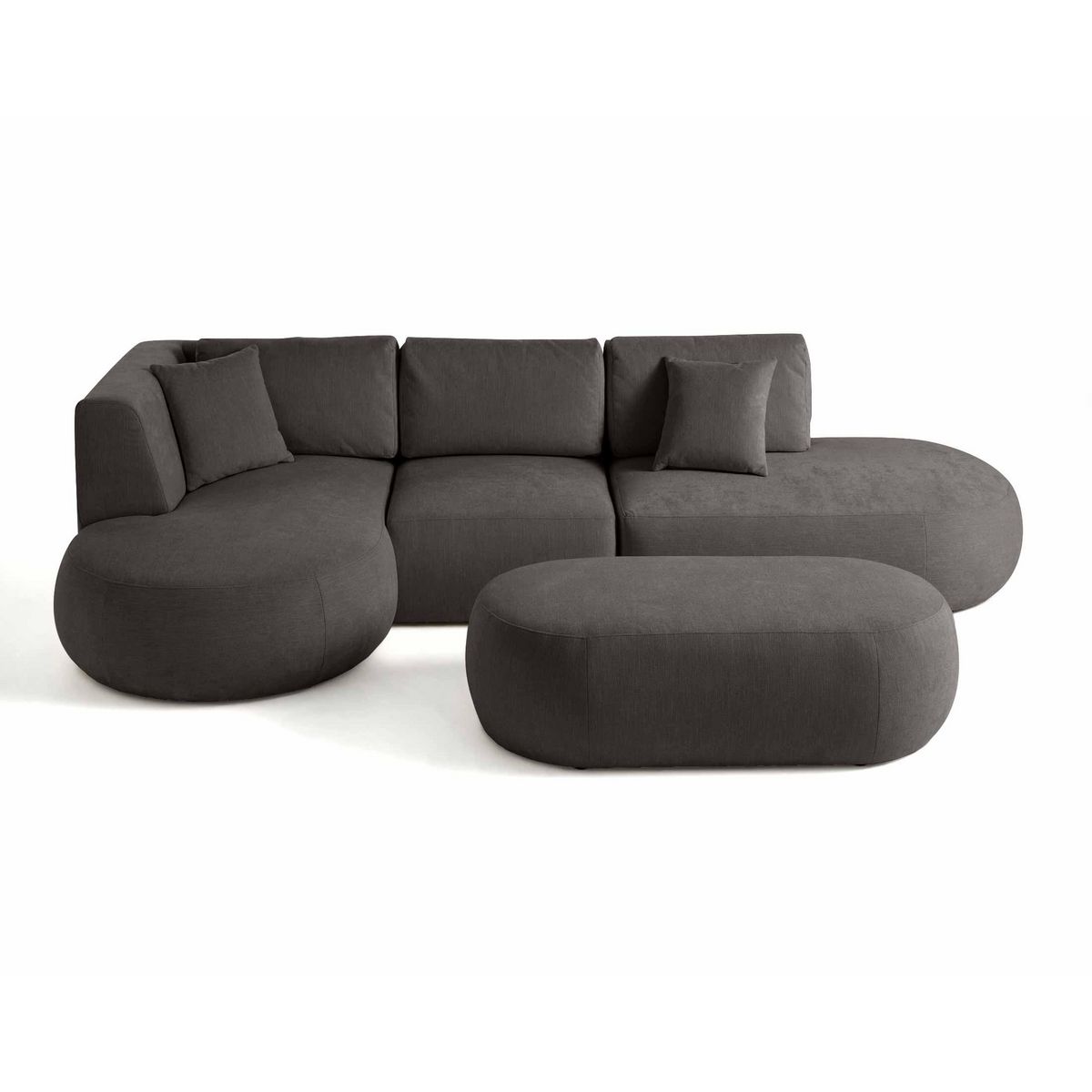 LISA DESIGN Santorini - canapé modulable d'angle gauche + pouf - 5 places - en tissu texturé