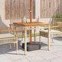 Voir la diapositive 3 : VIDAXL Table de jardin beige 80x80x75 cm resine tressee et bois acacia