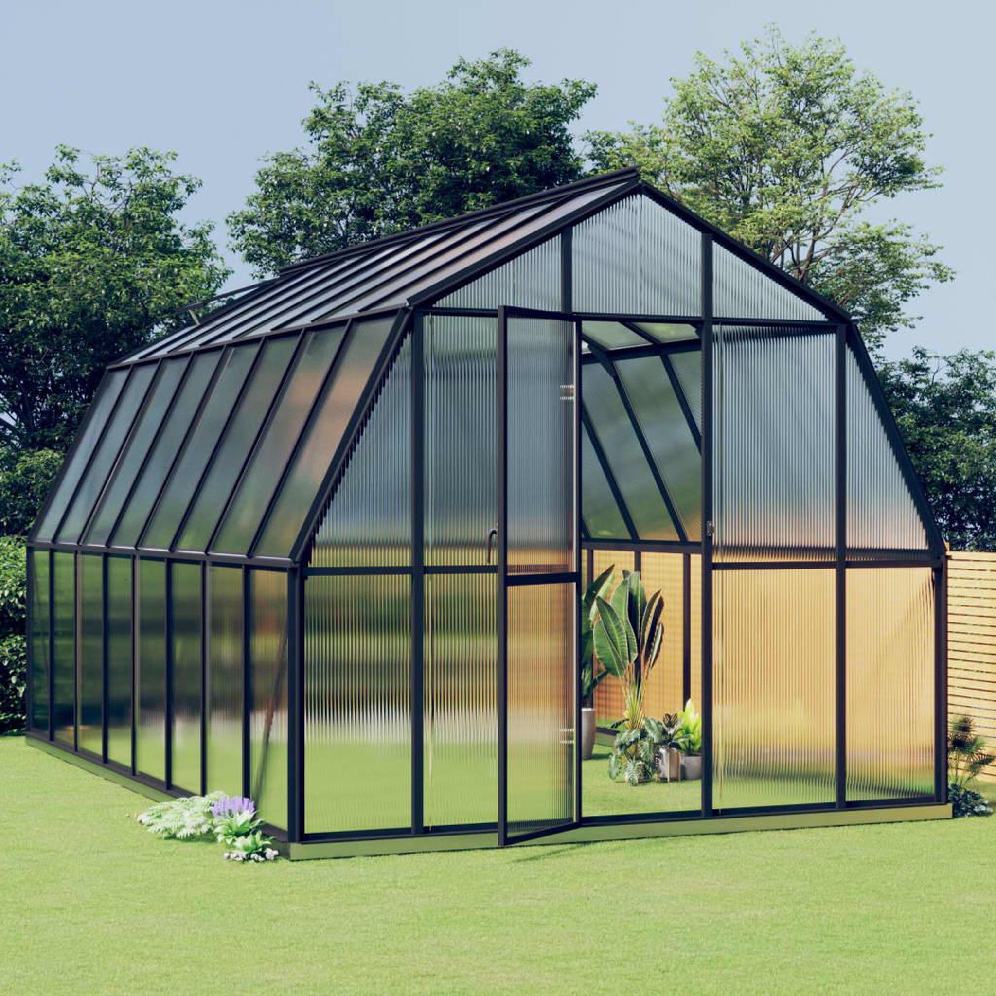 Voir la diapositive 1 : VIDAXL Serre avec cadre de base anthracite 12,63 m^2 Aluminium