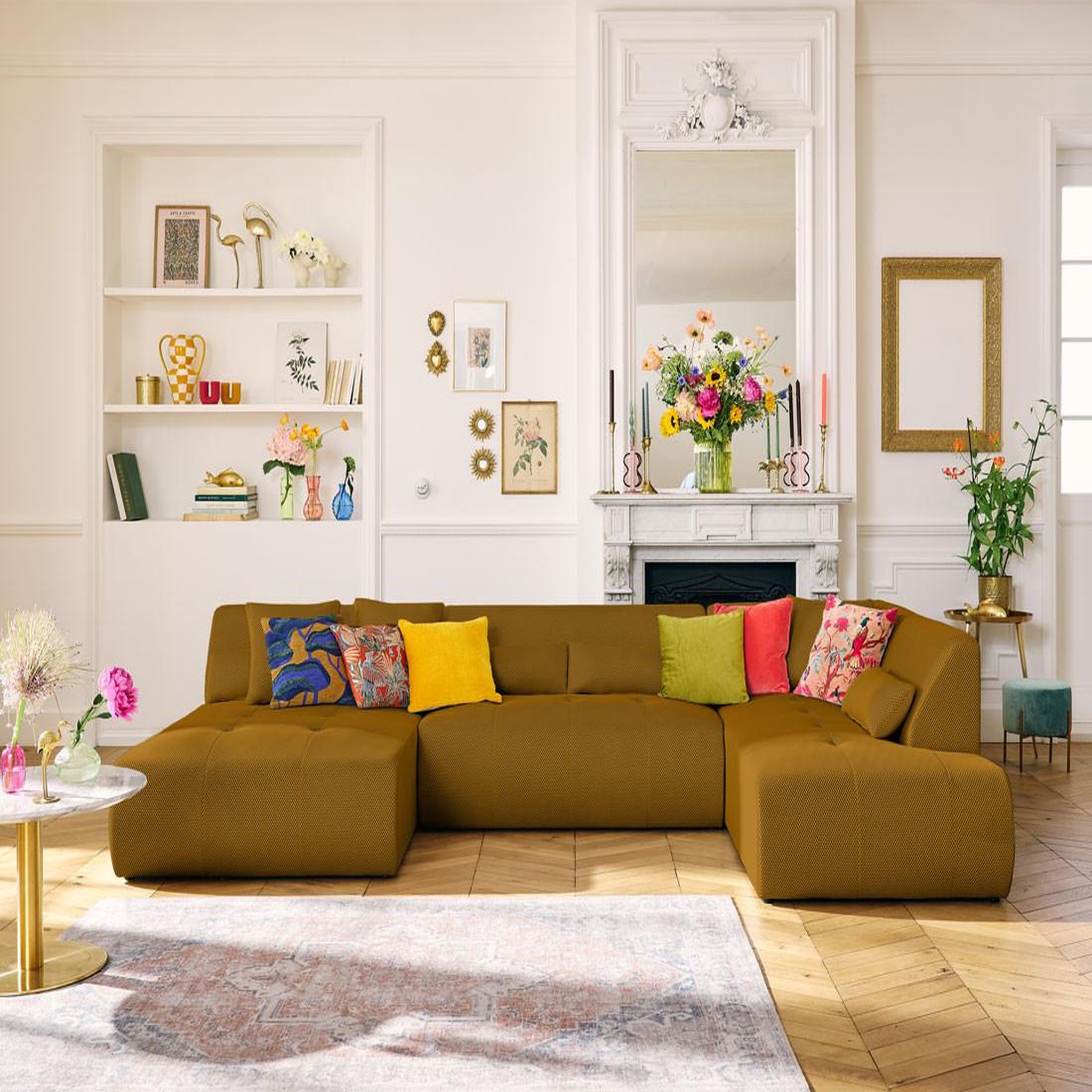 Voir la diapositive 1 : LISA DESIGN Onyx - canapé panoramique modulable d'angle droit - 7 places - en tissu mailles 3d