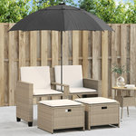 VIDAXL Canape de jardin 2 places avec parasol et tabourets beige rotin
