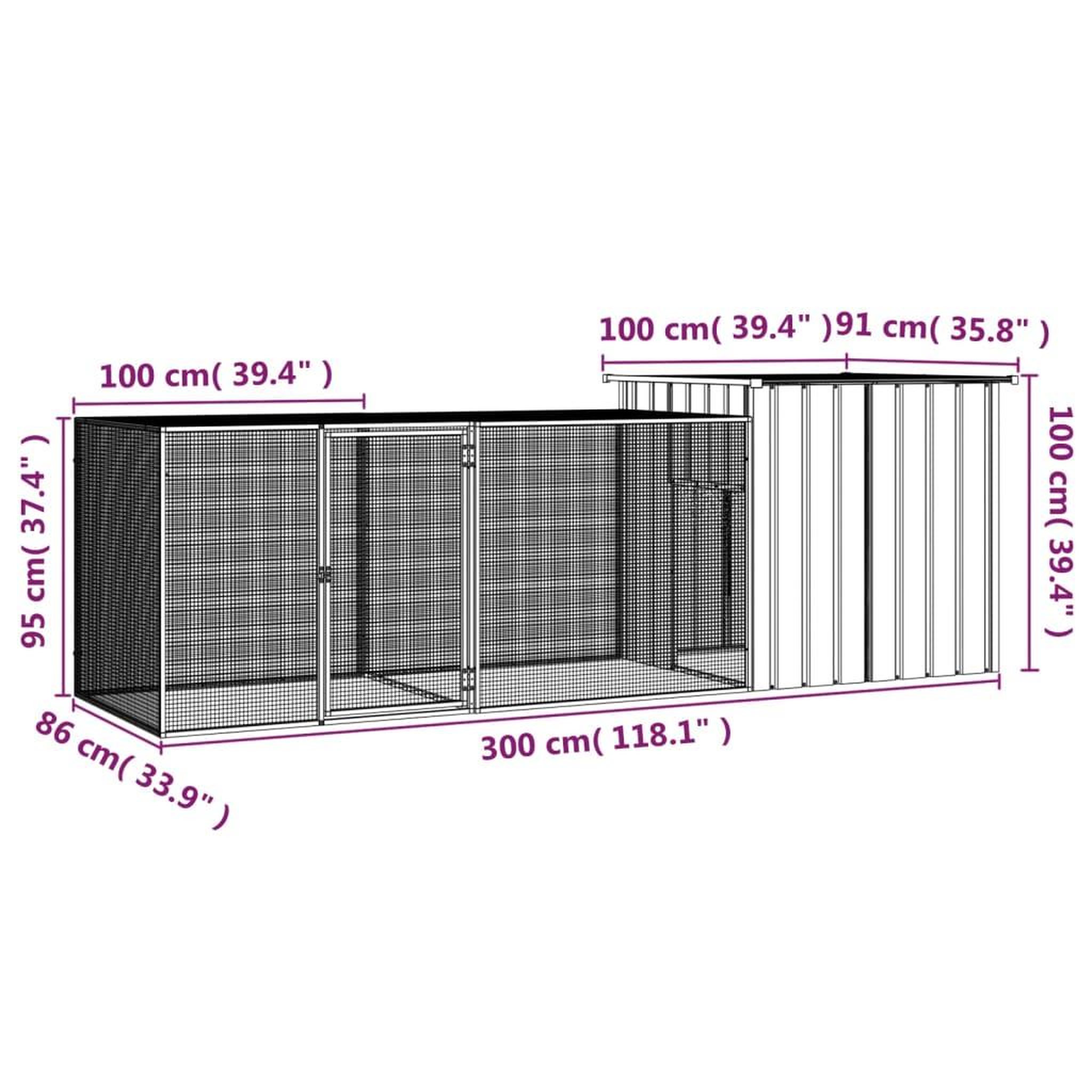 Voir la diapositive 5 : VIDAXL Poulailler Anthracite 300x91x100 cm Acier galvanise