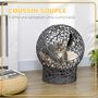 Voir la diapositive 5 : PAWHUT Panier tressé chat gris apia lit chat cosy grand confort dia. 50 x H.60 cm coussin moelleux beige inclus