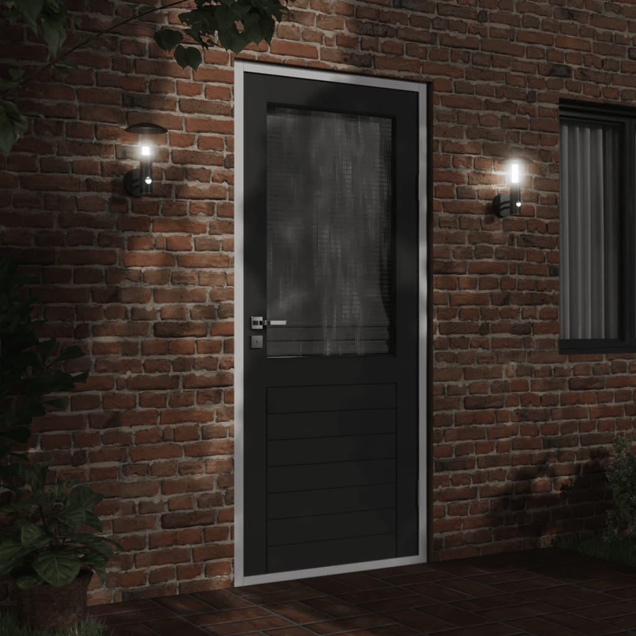 Voir la diapositive 3 : VIDAXL Appliques murales d'exterieur et capteurs 2pcs acier inoxydable