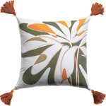 Les Ateliers du Linge Coussin imprimé en polycoton kentia. Coloris disponibles : Blanc