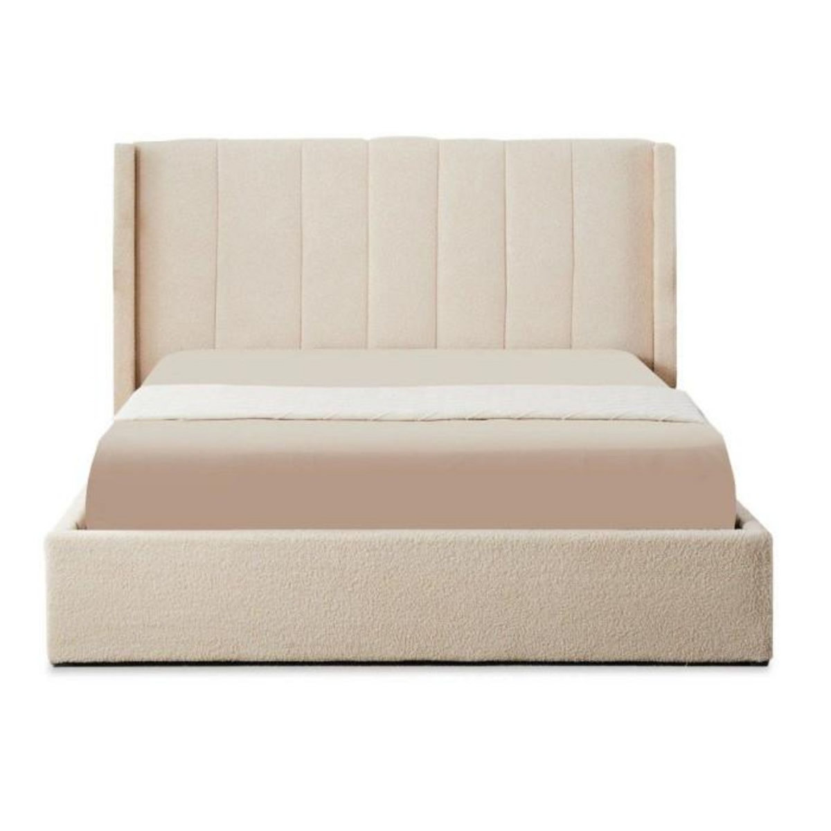 Paris Prix Lit Double Coffre Tissu Bouclette  Somia  160x200cm Crème