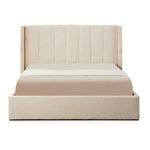 Paris Prix Lit Double Coffre Tissu Bouclette  Somia  160x200cm Crème