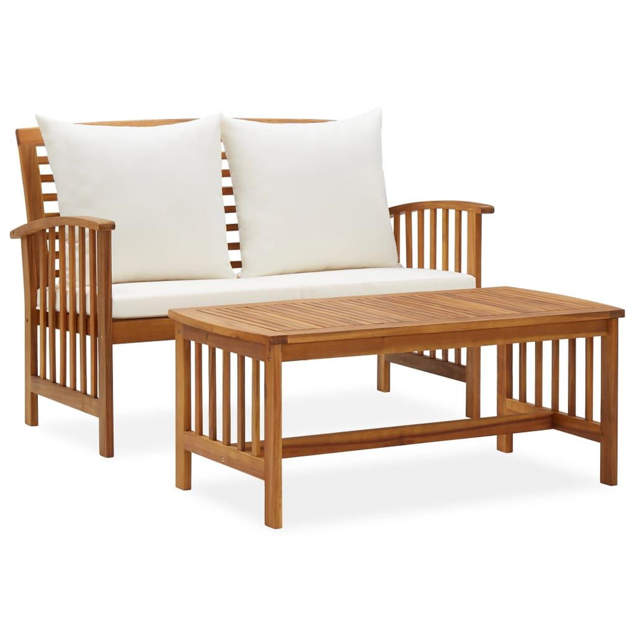 Voir la diapositive 1 : VIDAXL Salon de jardin 2 pcs avec coussins bois d'acacia solide
