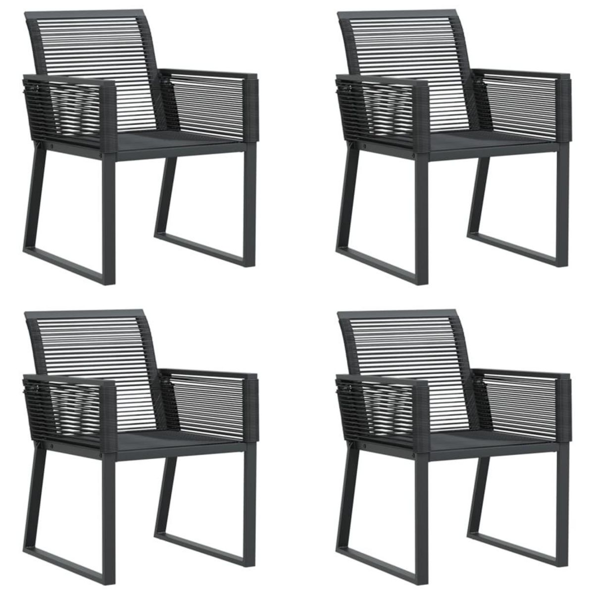 VIDAXL Chaises de jardin lot de 4 noir resine tressee