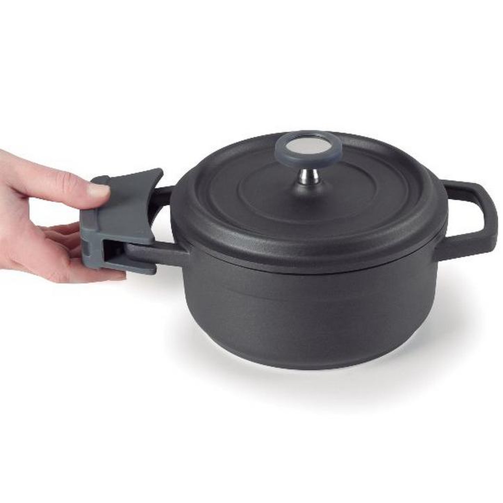 Voir la diapositive 2 : Lacor Cocotte ronde en fonte émaillée 20cm noir - 25921