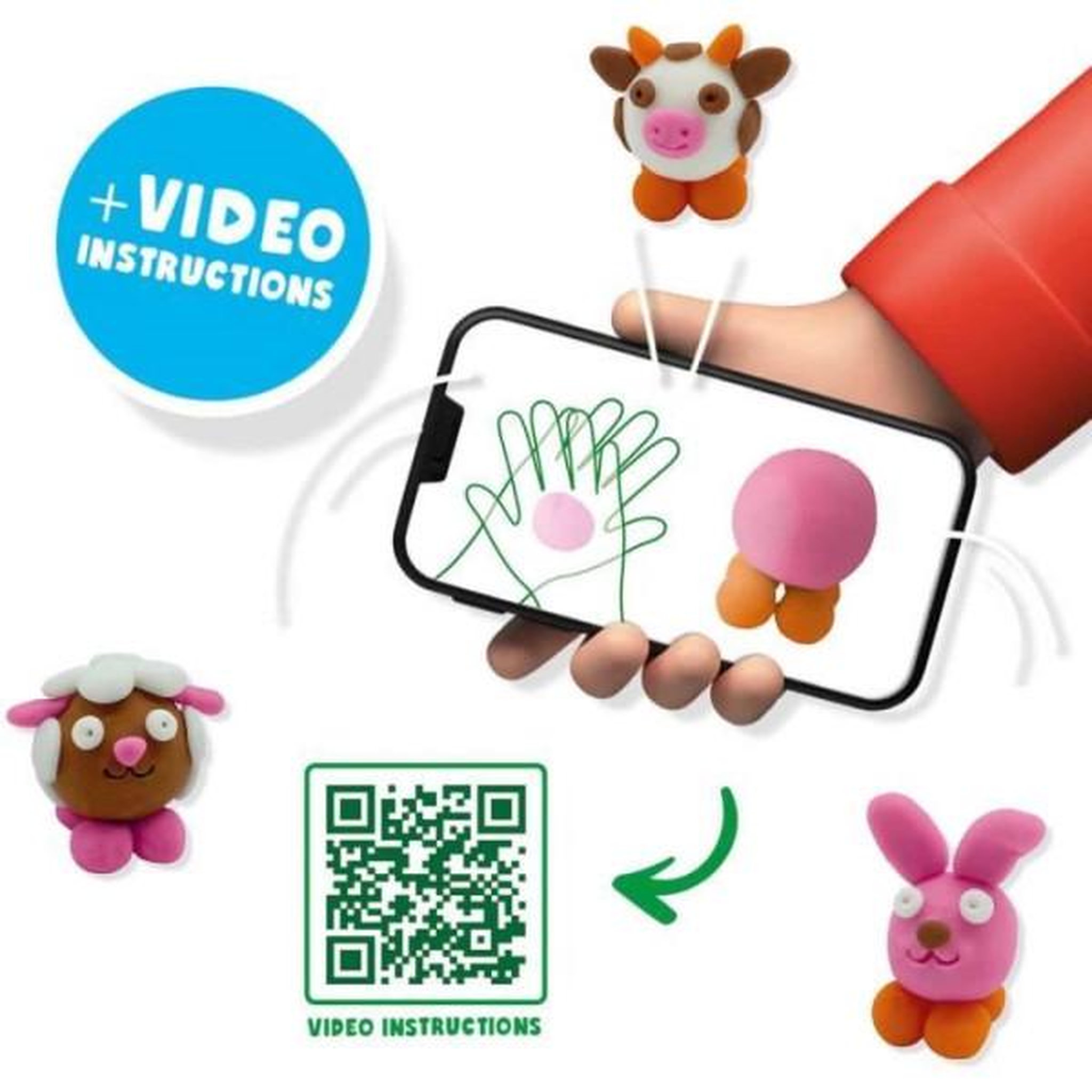 Voir la diapositive 3 : SES Creative Pâte a modeler FunDo - Animaux de la ferme (3x90gr-1x40gr) - SES CREATIVE - Interactive pour les jeunes enfants.