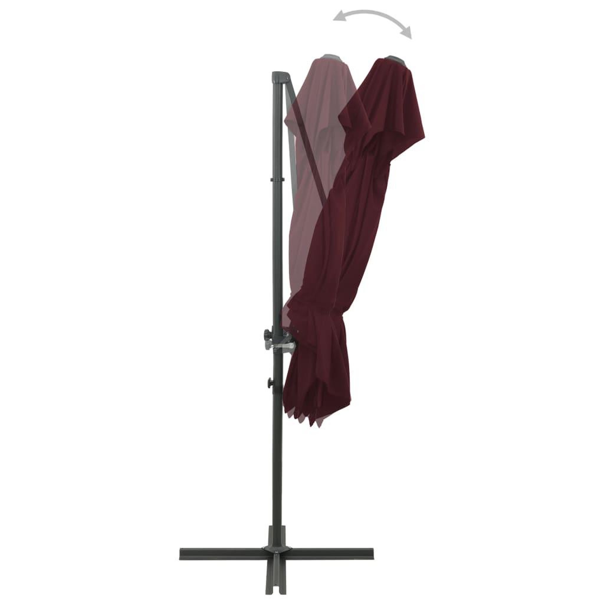 Voir la diapositive 5 : VIDAXL Parasol de jardin en porte-a-faux a double toit rouge bordeaux