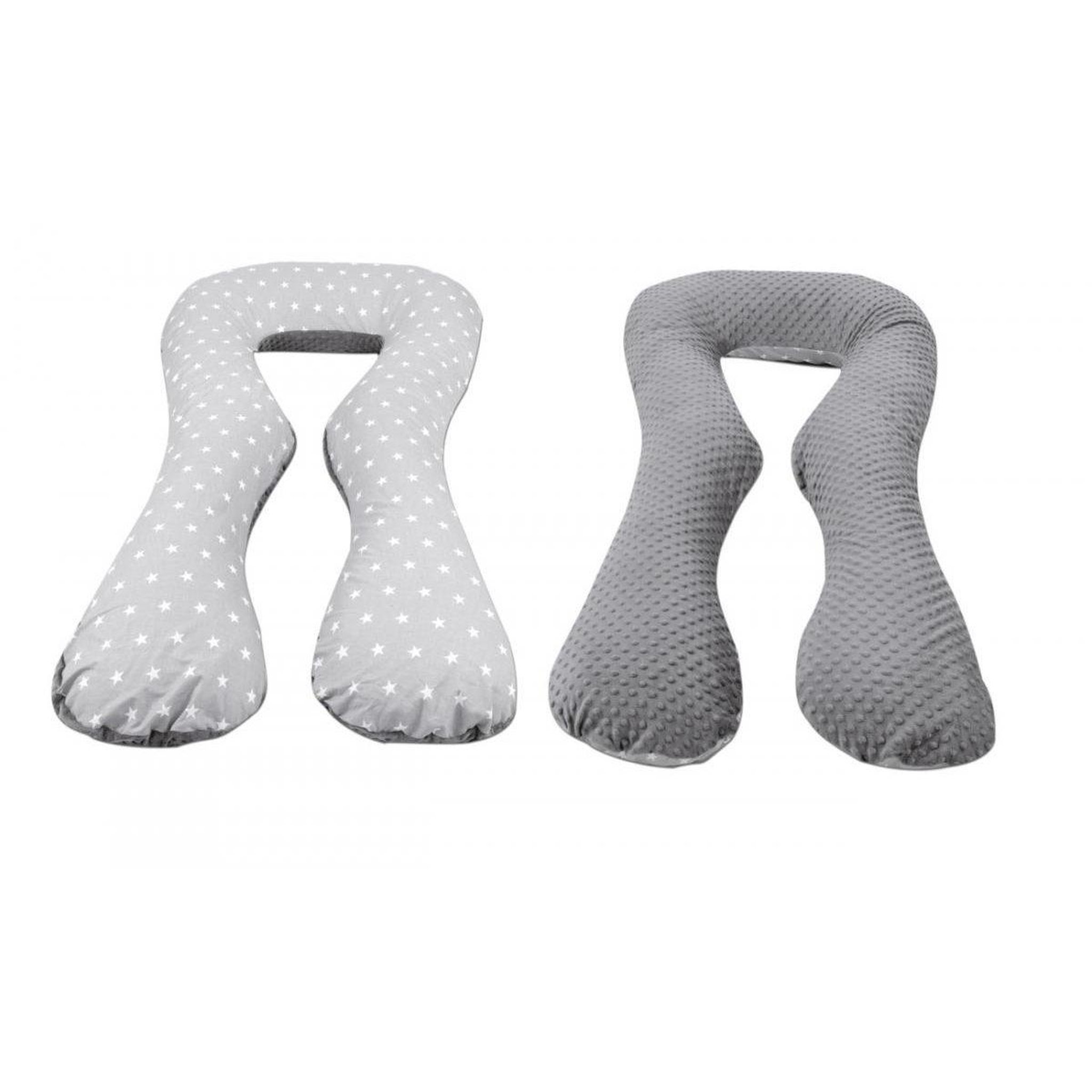 VELINDA Coussin U Grossesse/Allaitement, Minky et Coton gris