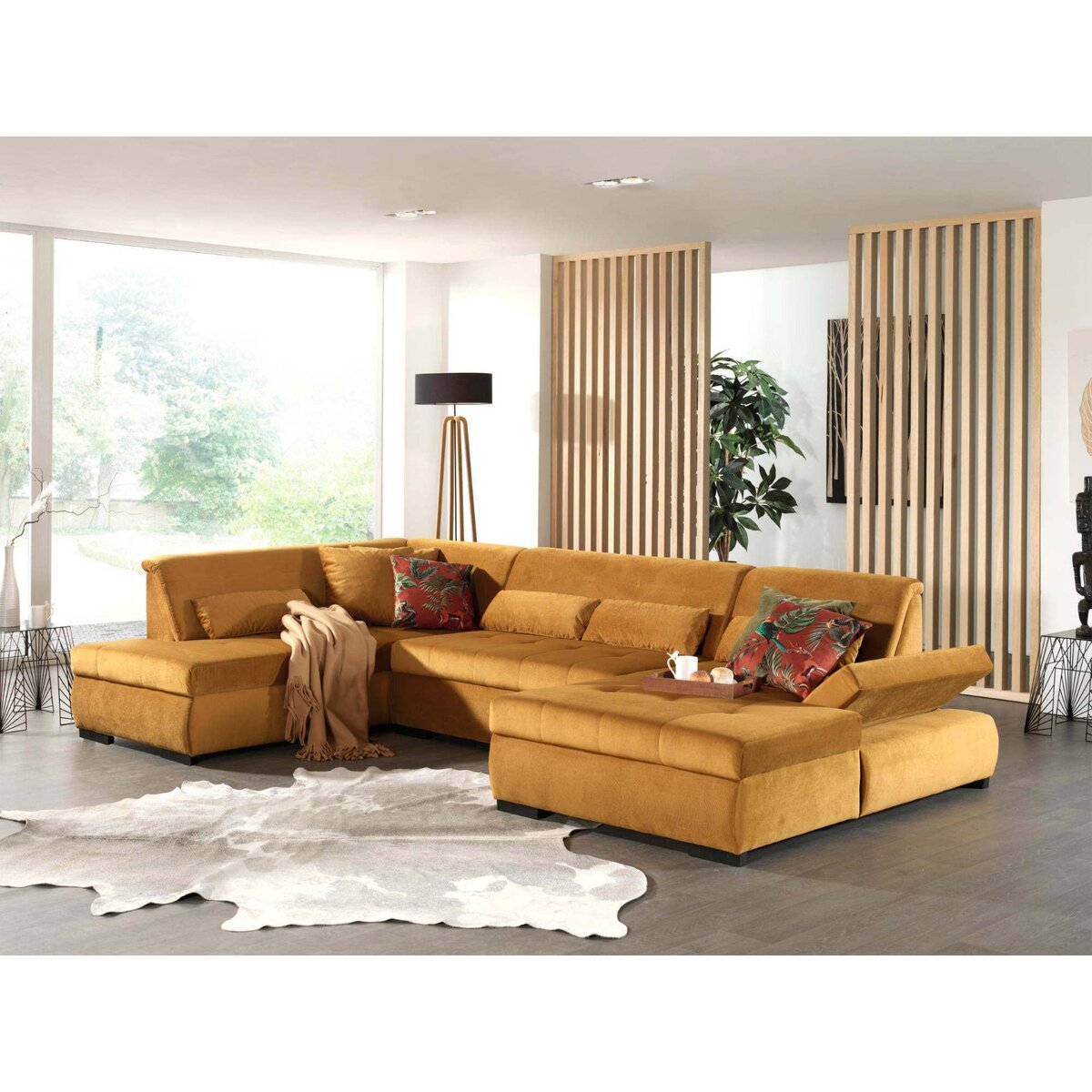 LISA DESIGN Vermont - canapé panoramique d'angle gauche - 7 places - xxl - en velours