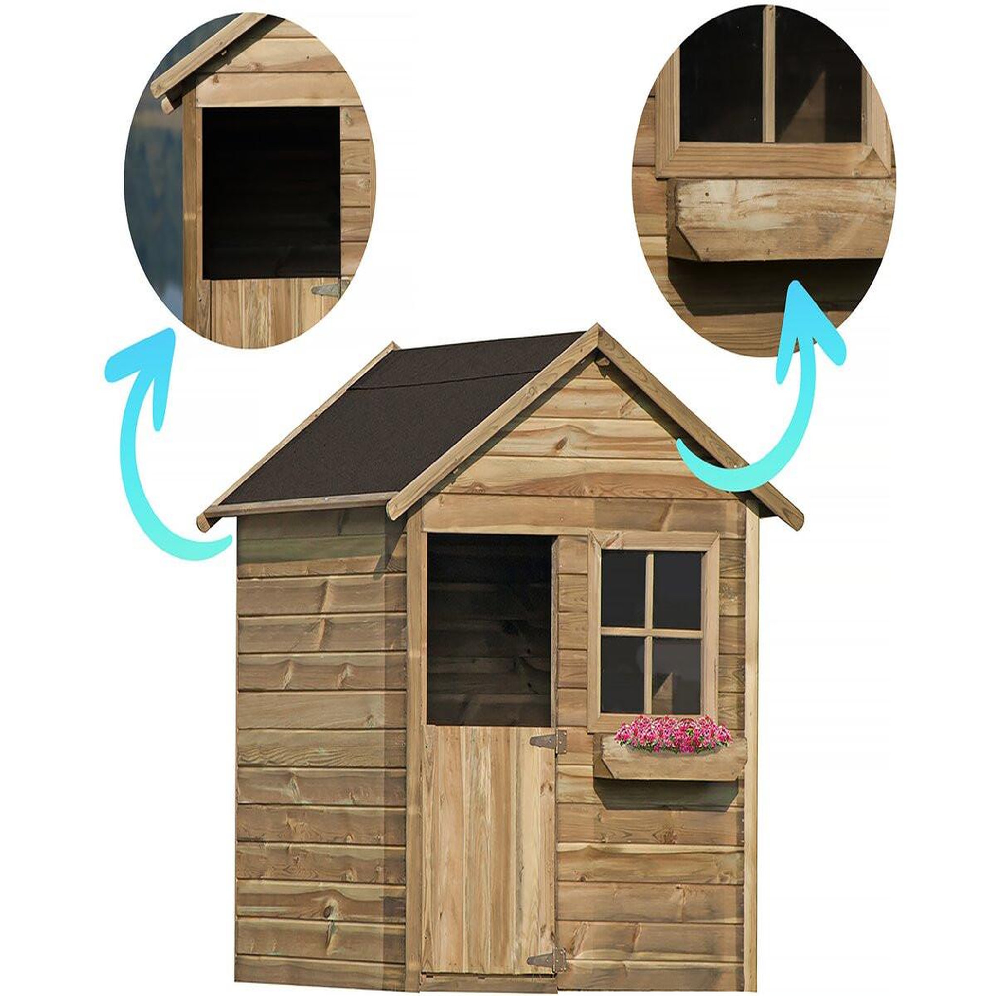 Voir la diapositive 4 : Habitat et Jardin Maisonnette  coccinelle  - 126 x 112 x 158 - bois